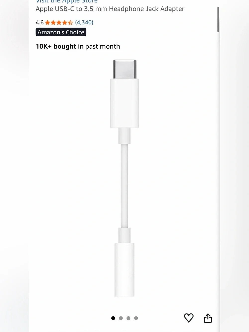 Apple USB-C to 3.5mm headphone jack adapter